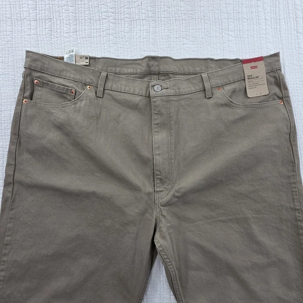 Levi's 505 Regular Fit Jeans Men's Big & Tall 50x34 Tan Stretch Denim NEW NWT